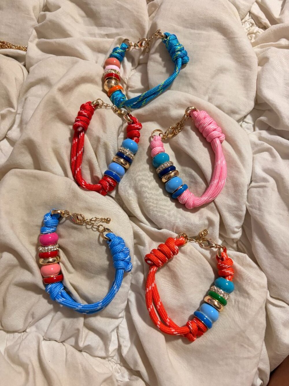 Free People Multi-Color Paracord and Bead Statement Bracelet Set